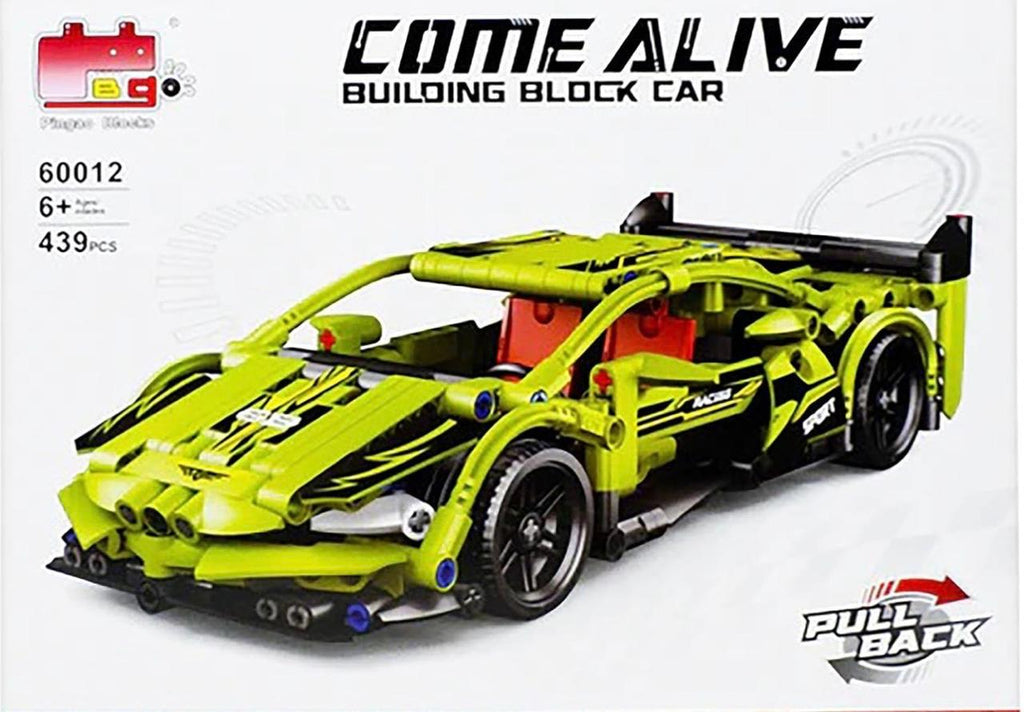 BG Come Alive Building Block Supercar – 439 Piece Pull-Back Technic Style Sports Car with Opening Hood & Doors | Model 60012