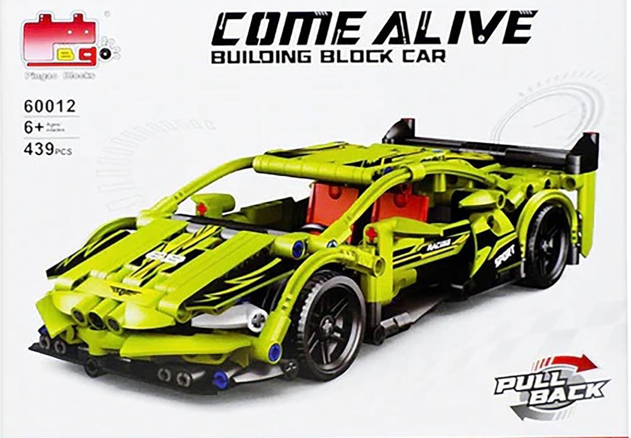 BG Come Alive Building Block Supercar – 439 Piece Pull-Back Technic Style Sports Car with Opening Hood & Doors | Model 60012
