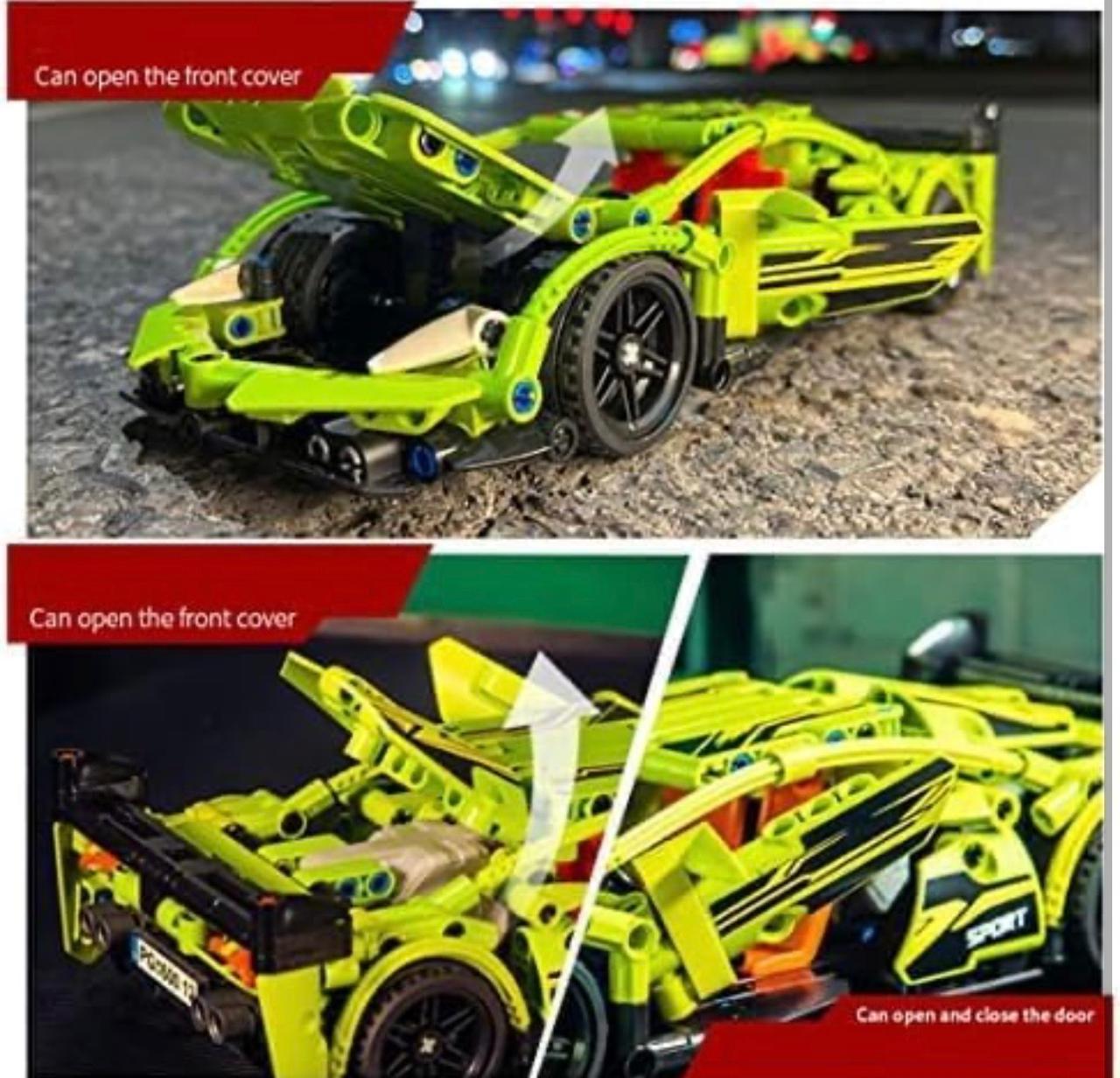 BG Come Alive Building Block Supercar – 439 Piece Pull-Back Technic Style Sports Car with Opening Hood & Doors | Model 60012