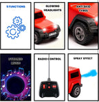 RC Jeep SUV with Spray Effect – 5-Function Radio Control Car with Glowing Headlights, Music & Anti-Skid Tyres |
