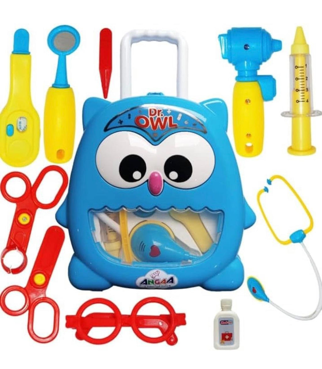 Dr. Owl Kids Doctor Play Set – Trolley Suitcase with 10+ Medical Accessories | Pretend Play Doctor Kit