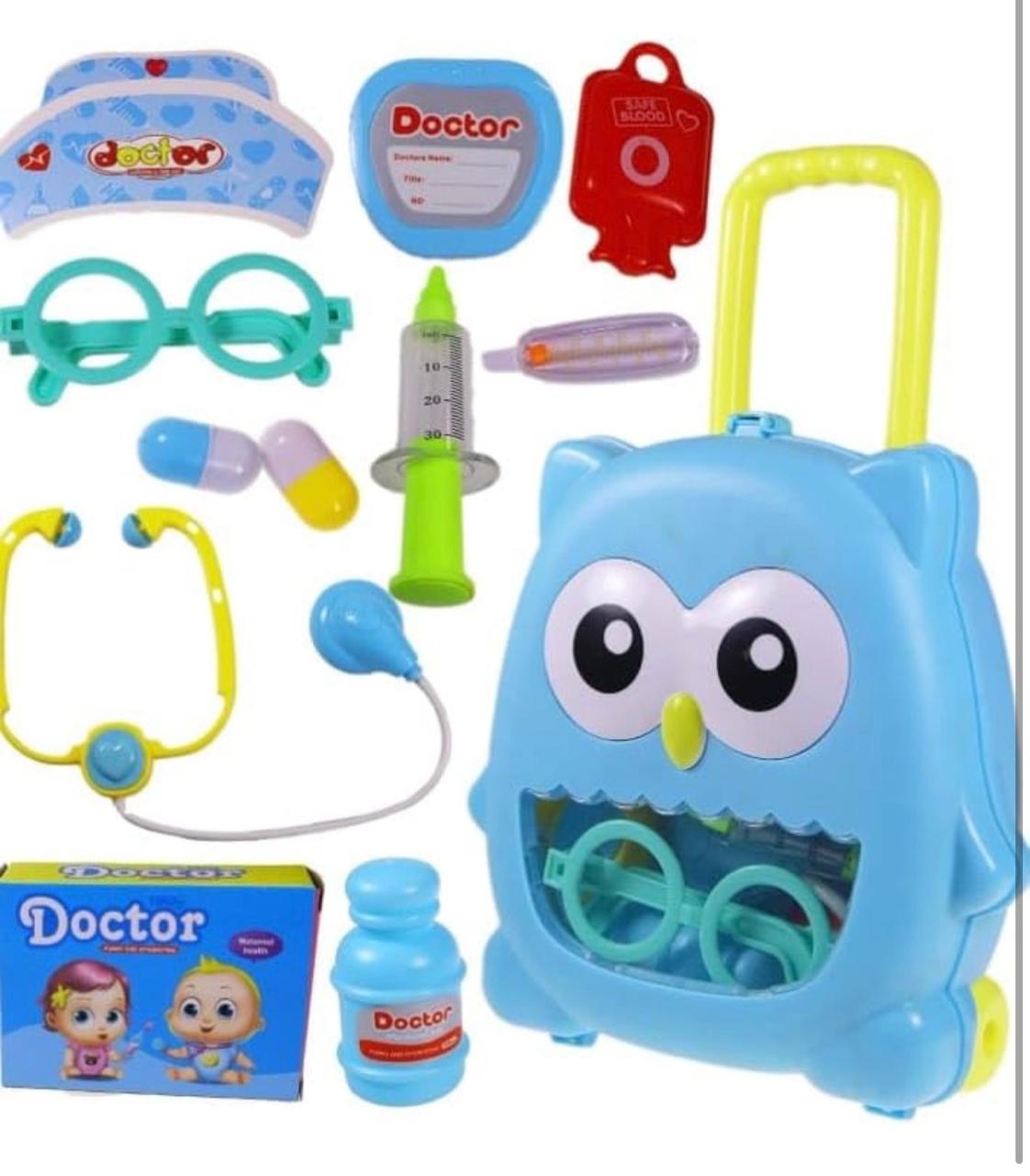 Dr. Owl Kids Doctor Play Set – Trolley Suitcase with 10+ Medical Accessories | Pretend Play Doctor Kit