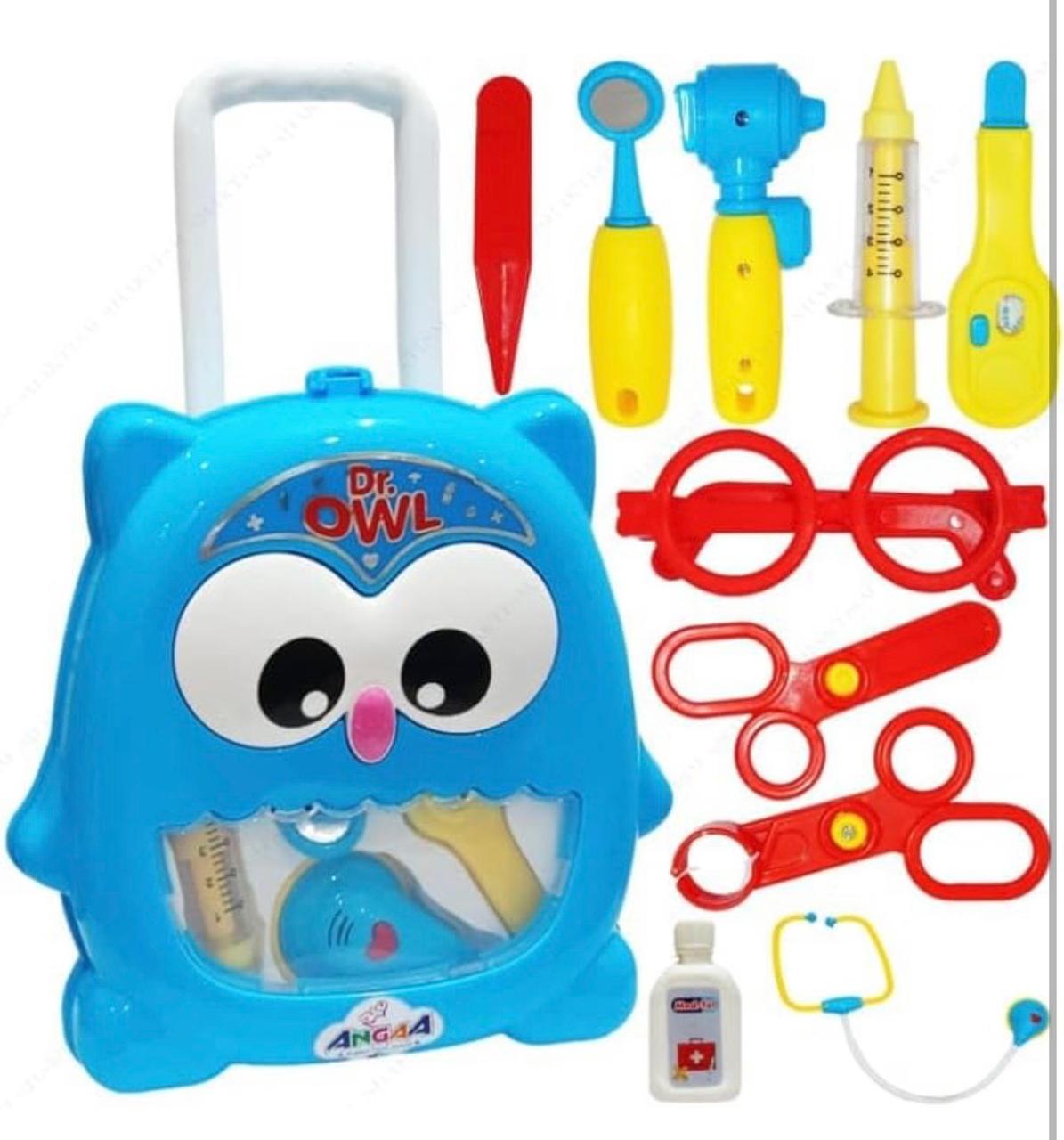 Dr. Owl Kids Doctor Play Set – Trolley Suitcase with 10+ Medical Accessories | Pretend Play Doctor Kit