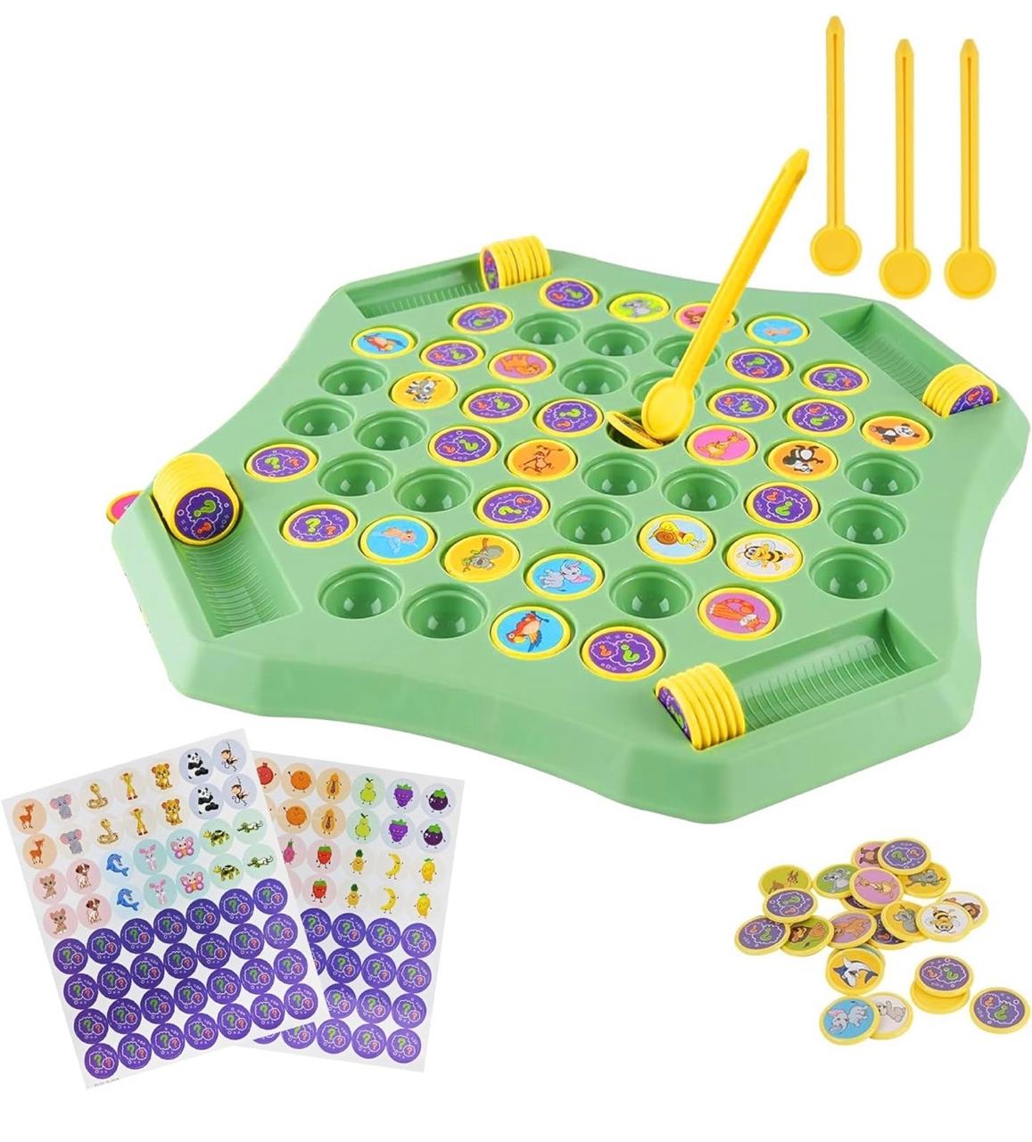 Memory Matching Board Game for Kids – 50+ Animal & Fruit Tiles with Sticker Sheets & Picking Sticks | Parent-Child Educational Game