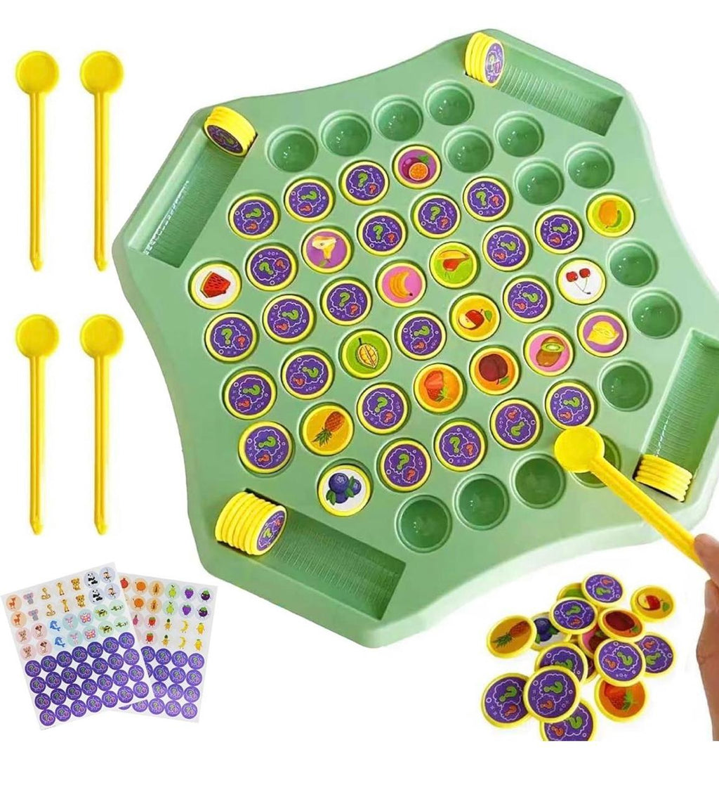 Memory Matching Board Game for Kids – 50+ Animal & Fruit Tiles with Sticker Sheets & Picking Sticks | Parent-Child Educational Game
