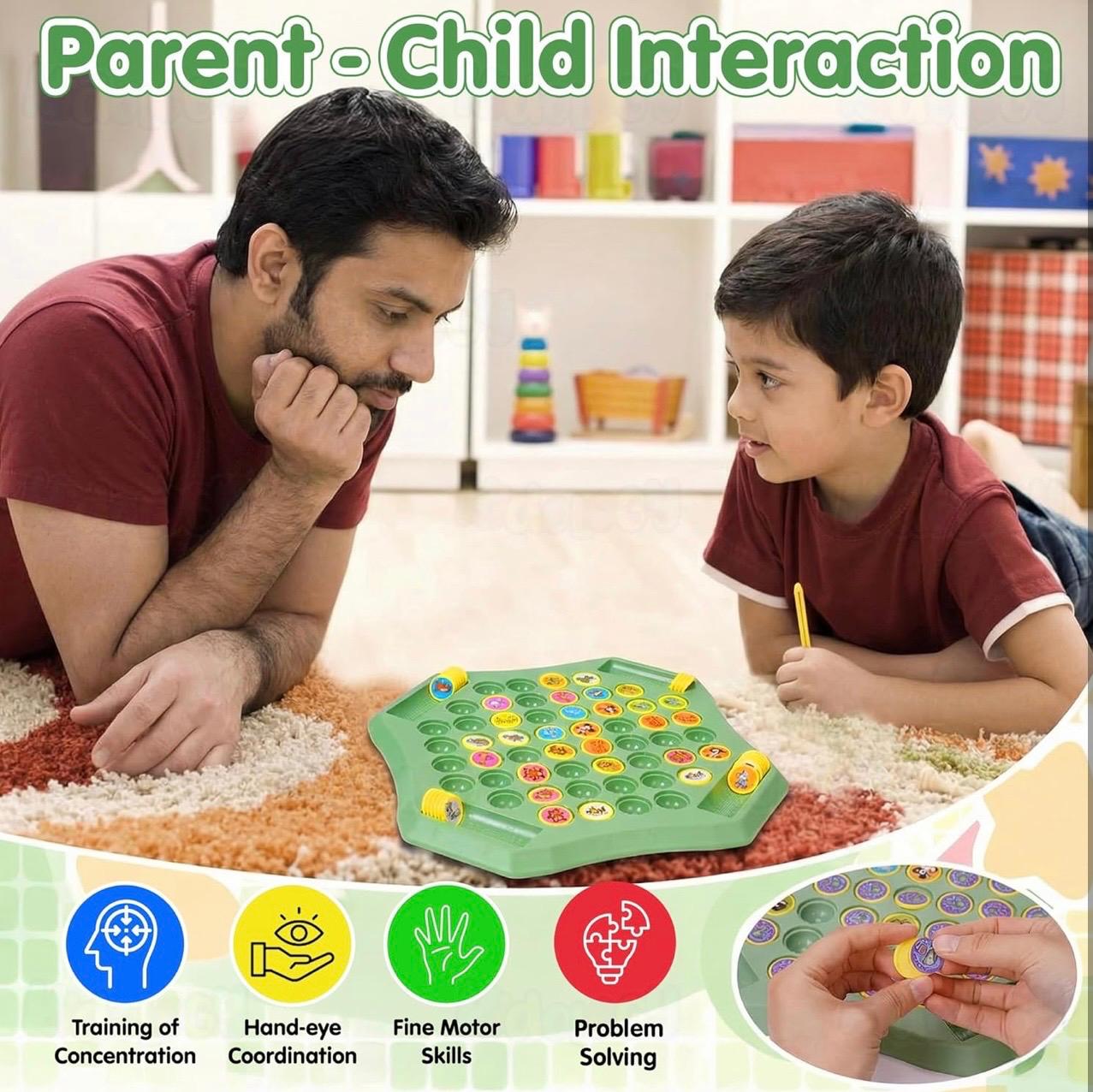 Memory Matching Board Game for Kids – 50+ Animal & Fruit Tiles with Sticker Sheets & Picking Sticks | Parent-Child Educational Game