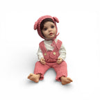 Cozy in Pink: Hand-Knit Bonnet & Romper Baby Doll