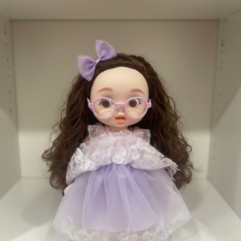 12 Inch Cute Fashion Doll for Girls with Glasses & Long Curly Hair – Princess Dress Doll Toy (Multiple Color Variants Available)