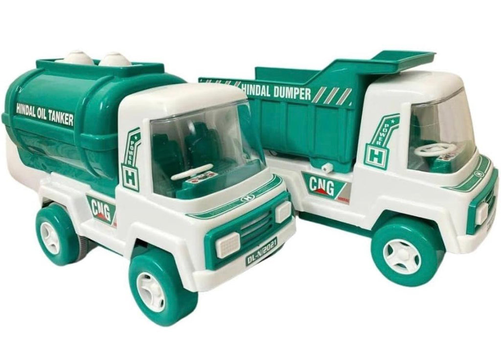 Double the Fun: Hindal Heavy-Duty Fleet – Oil Tanker & Dumper Truck Set