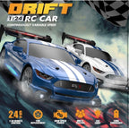 1:24 Scale Drift RC Racing Car – Four-Wheel Drive Sport Coupe with LED Lights, PVC Shell, Rubber Tyres & USB Rechargeable Battery