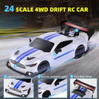 1:24 Scale Drift RC Racing Car – Four-Wheel Drive Sport Coupe with LED Lights, PVC Shell, Rubber Tyres & USB Rechargeable Battery