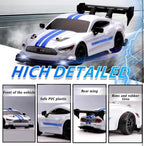 1:24 Scale Drift RC Racing Car – Four-Wheel Drive Sport Coupe with LED Lights, PVC Shell, Rubber Tyres & USB Rechargeable Battery