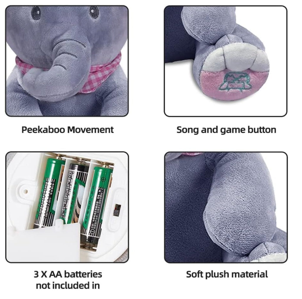 Peekaboo Singing Elephant Plush Toy with Moving Ears