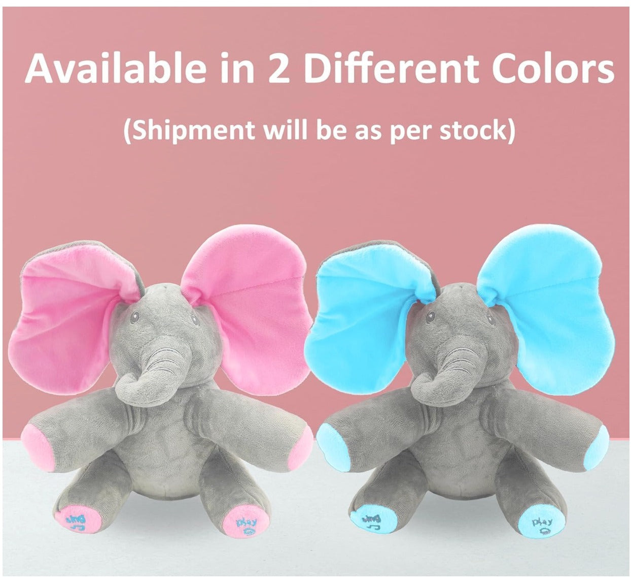 Peekaboo Singing Elephant Plush Toy with Moving Ears