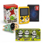 Famnest 5-in-1 Special Gift Set with 400-in-1 Retro Game, Dancing Skeleton, Crawling Infant, Panda Sports Set & Royal Enfield Bike