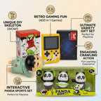 Famnest 5-in-1 Special Gift Set with 400-in-1 Retro Game, Dancing Skeleton, Crawling Infant, Panda Sports Set & Royal Enfield Bike
