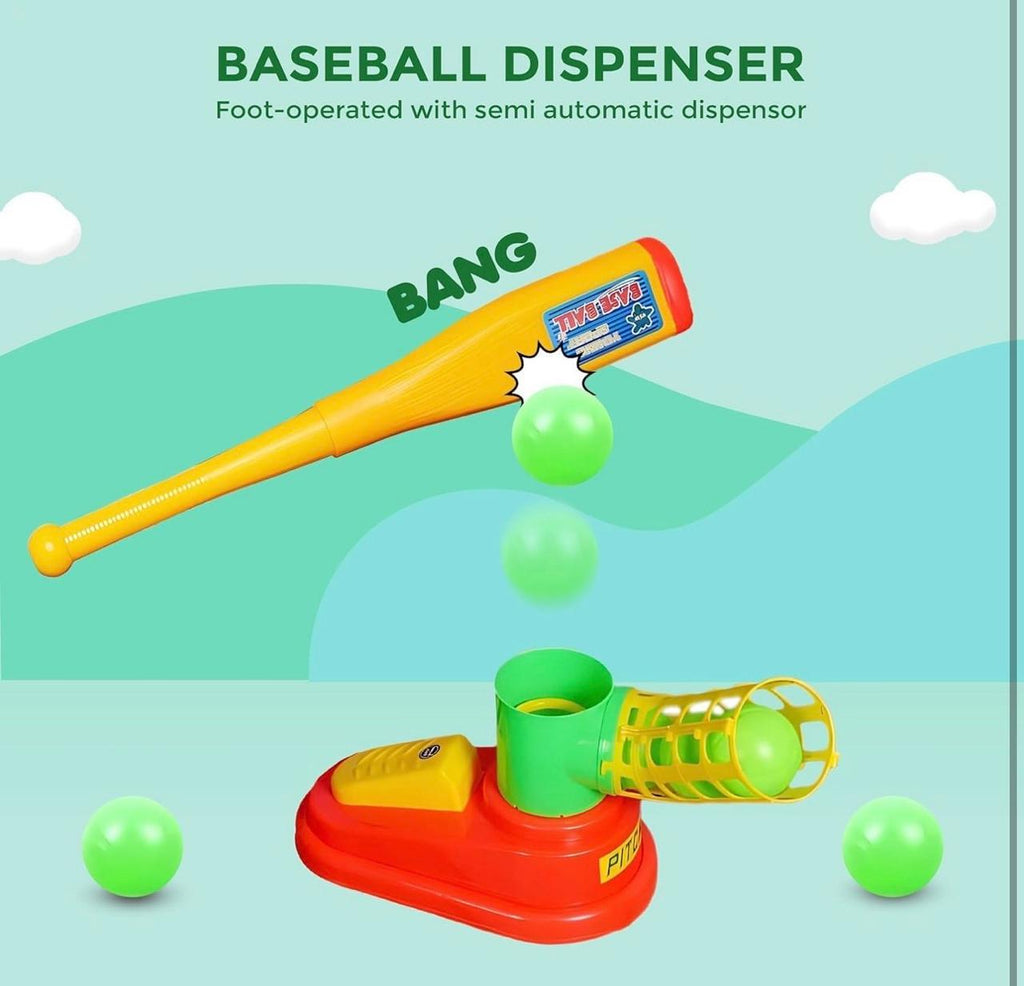 Automatic Kids Baseball Pitching Machine Set – Pop-Up Launcher with Bat & 3 Training Balls