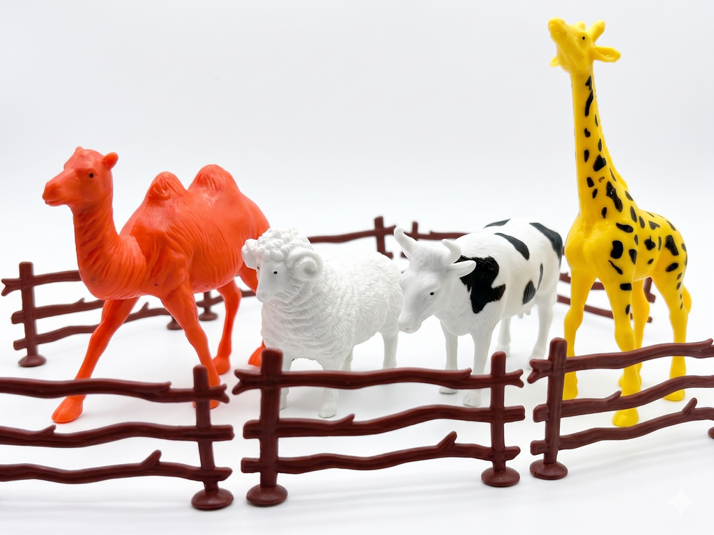 Animal figures playset with fence