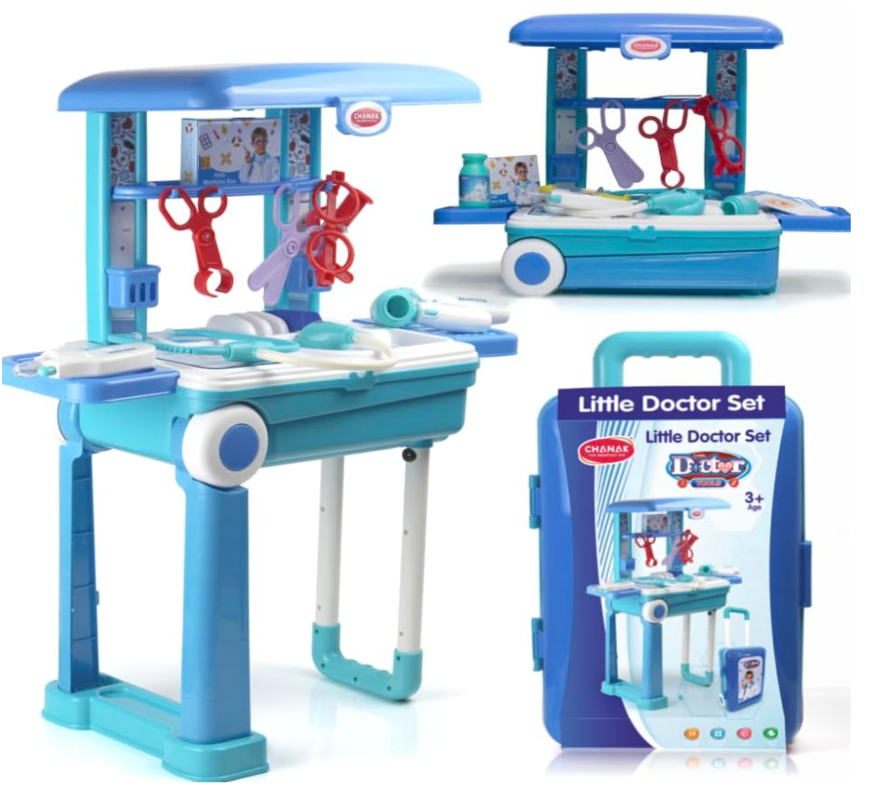 Doctor Set Trolley for Kids with LED Light Instruments, Pretend Play Doctor Set Trolley for Kids Above 3 Years
