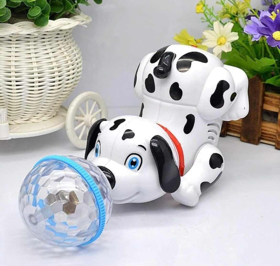 Musical puppy toy with rotating projection light