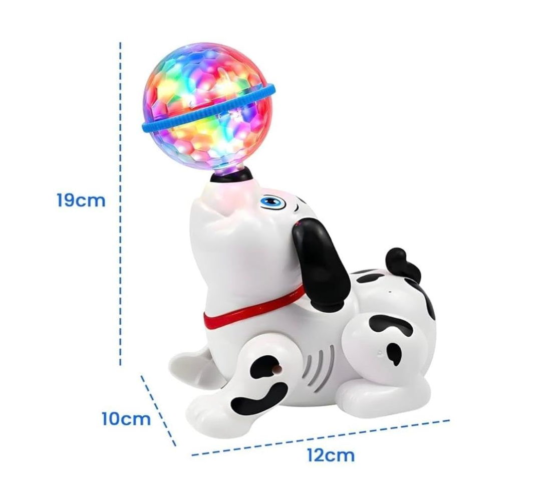 Dalmatian puppy dancing toy side view