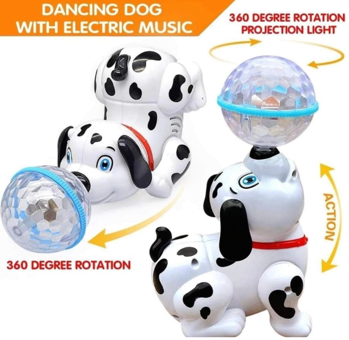 Battery operated dancing dog toy with lights