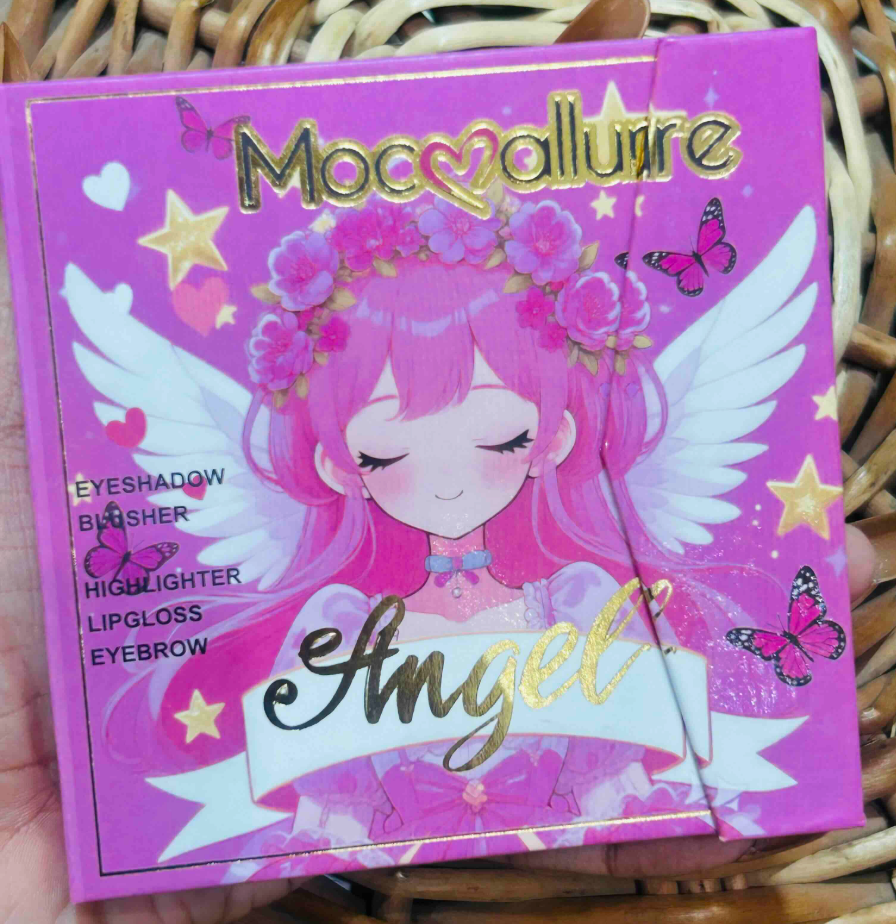 Mocoallure Angel eyeshadow makeup book palette packaging, purple