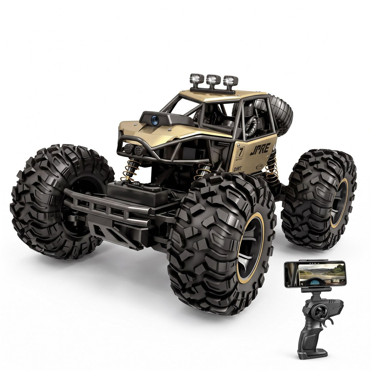 Famnest FPV Wi-Fi camera RC car 1:16 off-road rock crawler with phone-holder remote controller