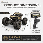 Famnest FPV RC rock crawler dimensions 26.5 x 16 x 15 cm with 19 cm remote and phone holder up to 8.5 cm