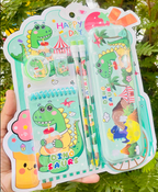 Fancy 6-in-1 cartoon stationery gift set - dinosaur design