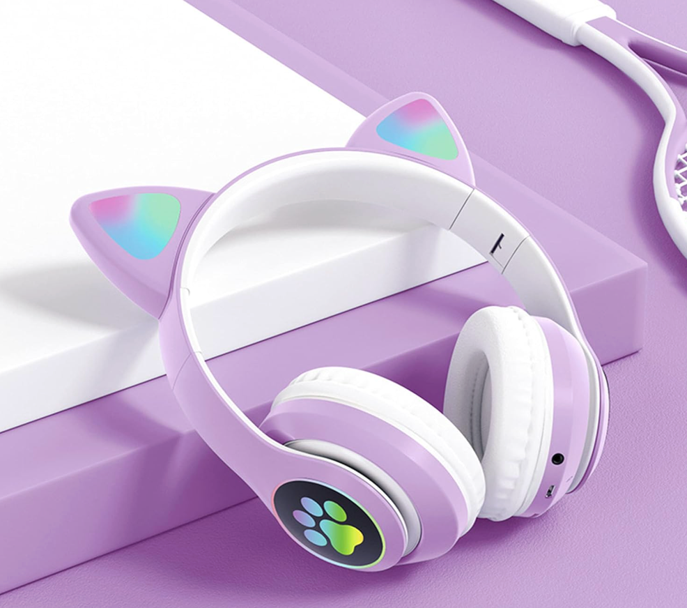Cat ear headphones detail
