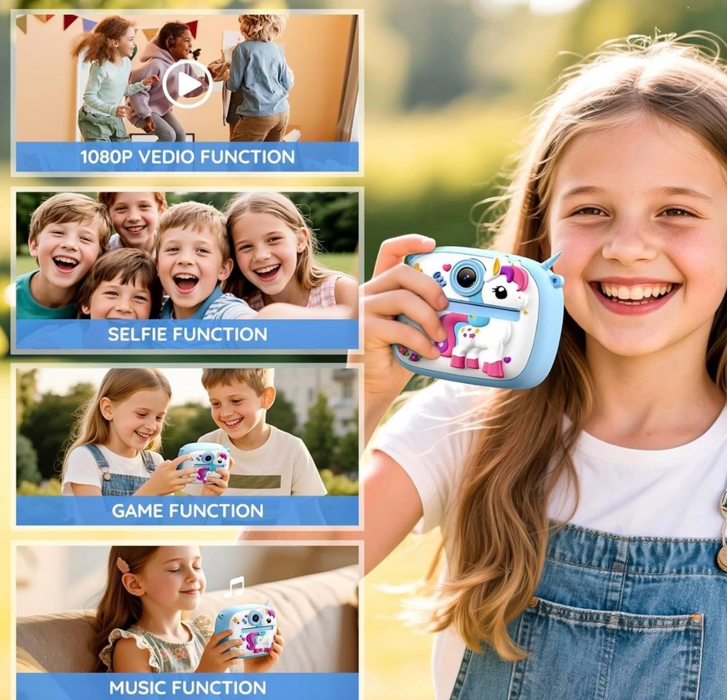 Kids instant print camera features