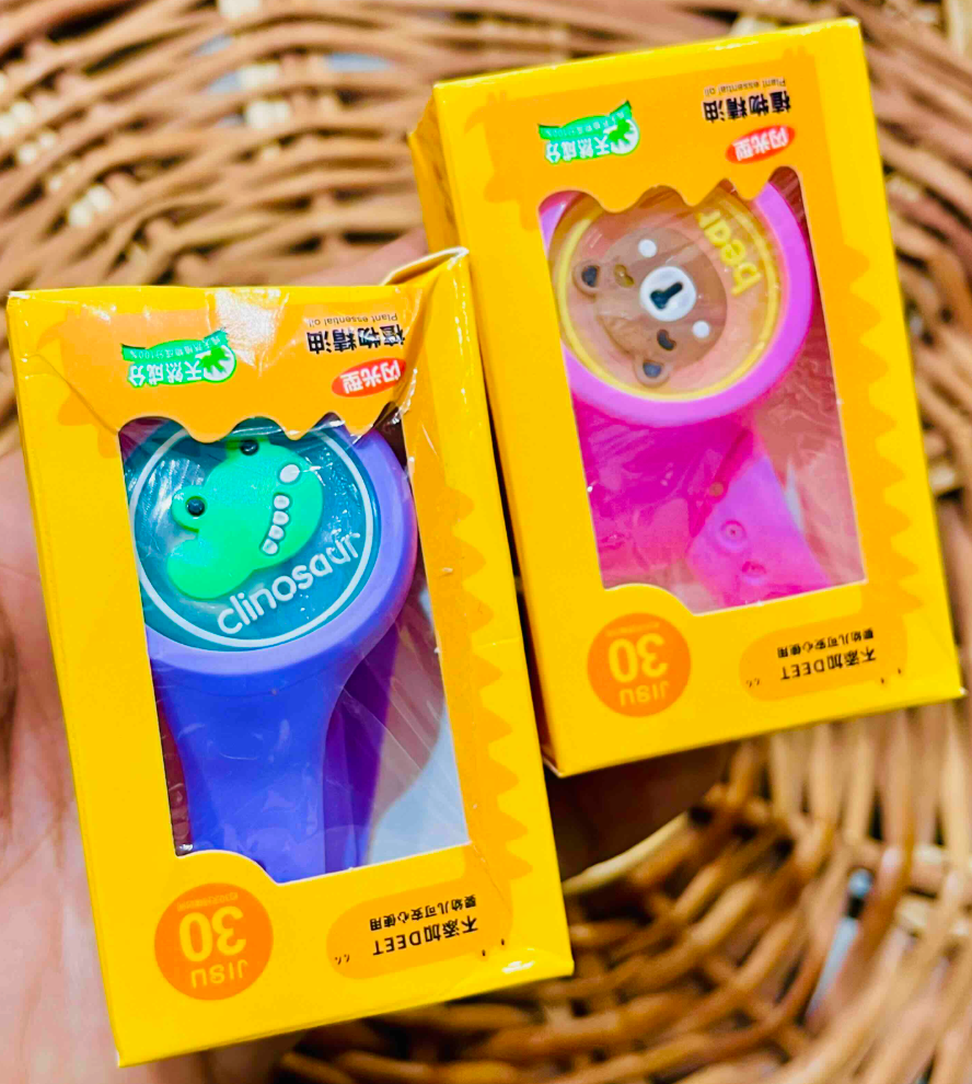 Kids mosquito repellent silicone watch, unboxed dinosaur and bear designs
