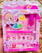 DIY Nail Art Kit for Kids - pink packaging with press-on nails and glitter polish