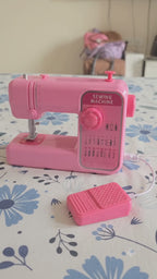 Kids Toy Sewing Machine with Real Light, Music & Foot Pedal – Battery Operated Pretend Play Small Appliance Roleplay Toy for Girls & Boys (Age 3+ Years, Pink)
