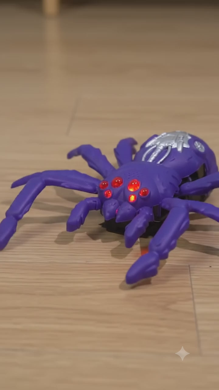 RC Wall Climbing Spider Toy – Remote Control Dual-Mode Gravity Defying Electric Spider with Glowing LED Eyes, 360° Rotating Stunt Crawling Prank Toy, USB Rechargeable for Kids & Adults