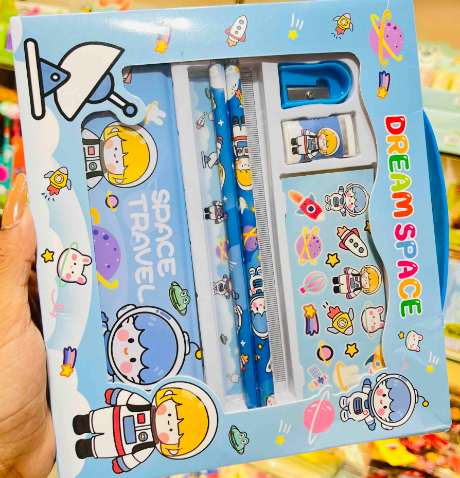 Space travel themed stationery gift set