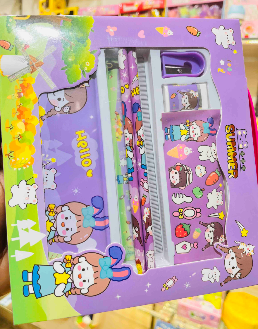 Summer girl themed stationery gift set