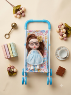 Doll Stroller Toy for Girls Doll Pram Foldable Pretend Play Pushchair, Ages 3+