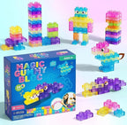 Sensory Soft Magic Gummy Building Blocks Squishy Stacking Toy Set 24 PCS- Age 3+ Squeezable Stretchable Montessori Learning Creative Play Puzzle Blocks for Toddlers & Kids