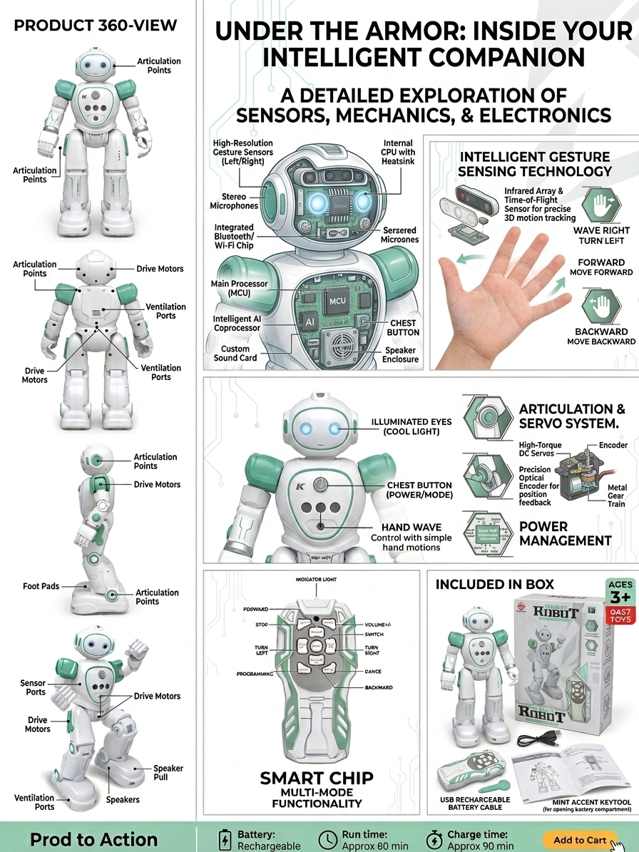Smart Interactive Dancing & Walking Robot Toy for Kids with LED Lights, Music & 360° Rotation – Educational Electronic Toy for Boys & Girls (Ages 3+)