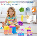 Sensory Soft Magic Gummy Building Blocks Squishy Stacking Toy Set 24 PCS- Age 3+ Squeezable Stretchable Montessori Learning Creative Play Puzzle Blocks for Toddlers & Kids