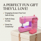Kids Toy Sewing Machine with Real Light, Music & Foot Pedal – Battery Operated Pretend Play Small Appliance Roleplay Toy for Girls & Boys (Age 3+ Years, Pink)