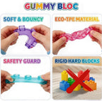 Sensory Soft Magic Gummy Building Blocks Squishy Stacking Toy Set 24 PCS- Age 3+ Squeezable Stretchable Montessori Learning Creative Play Puzzle Blocks for Toddlers & Kids