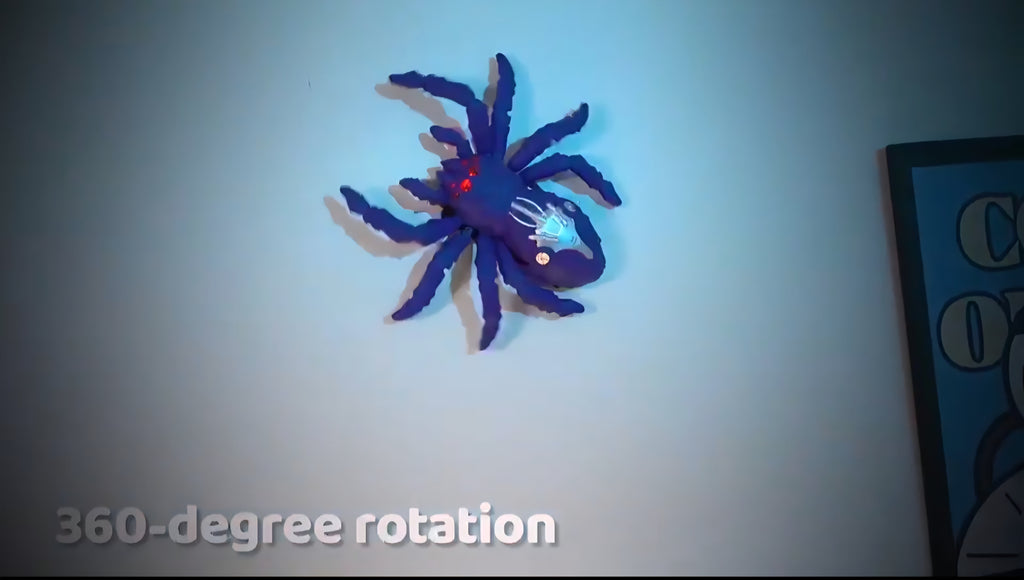 RC Wall Climbing Spider Toy – Remote Control Dual-Mode Gravity Defying Electric Spider with Glowing LED Eyes, 360° Rotating Stunt Crawling Prank Toy, USB Rechargeable for Kids & Adults