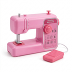 Kids Toy Sewing Machine with Real Light, Music & Foot Pedal – Battery Operated Pretend Play Small Appliance Roleplay Toy for Girls & Boys (Age 3+ Years, Pink)