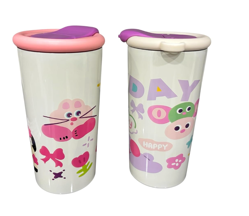 Kids insulated sipper tumblers with flip straw in cute design