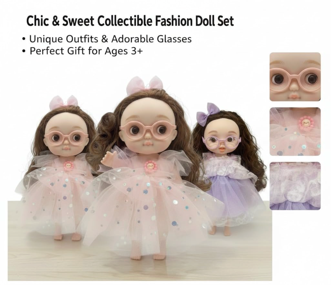 Chic fashion doll with glasses