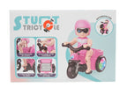 Stunt tricycle toy with light-up wheels