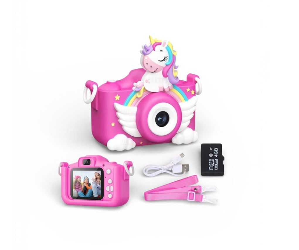 Unicorn Kids Digital Camera with pink silicone case